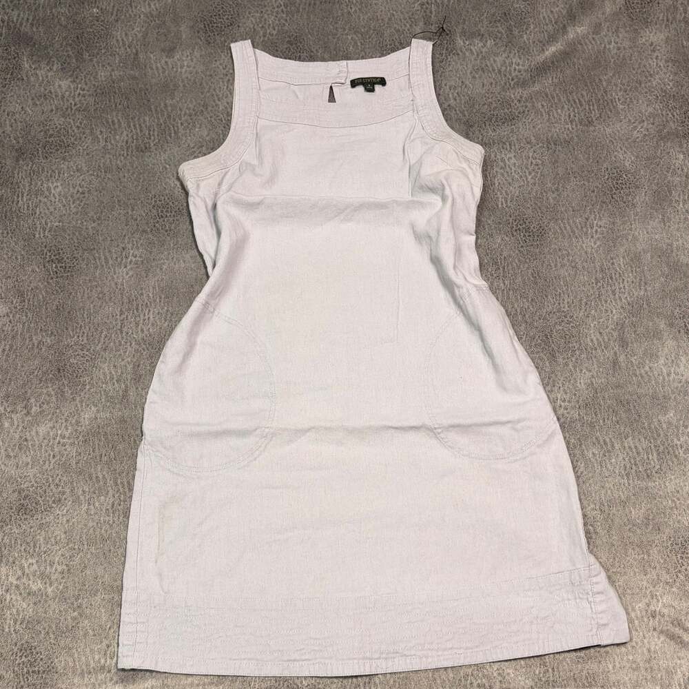 Blue Linen Button Up Sleeveless Dress